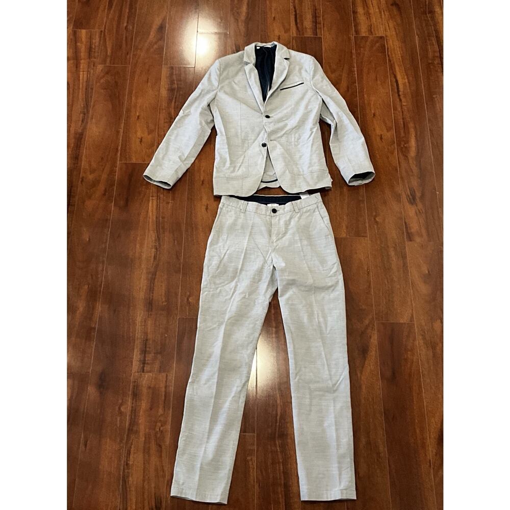 BOSS Boys Light Grey Linen Two Piece Suit Regular Fit Size 14S - Picture 4 of 10
